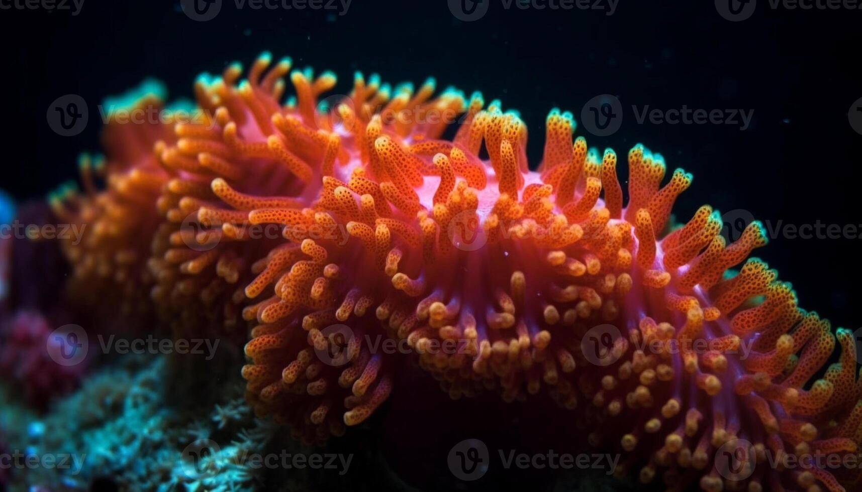 Fisch schwimmen unter Sanft Koralle Riff generiert durch ai foto