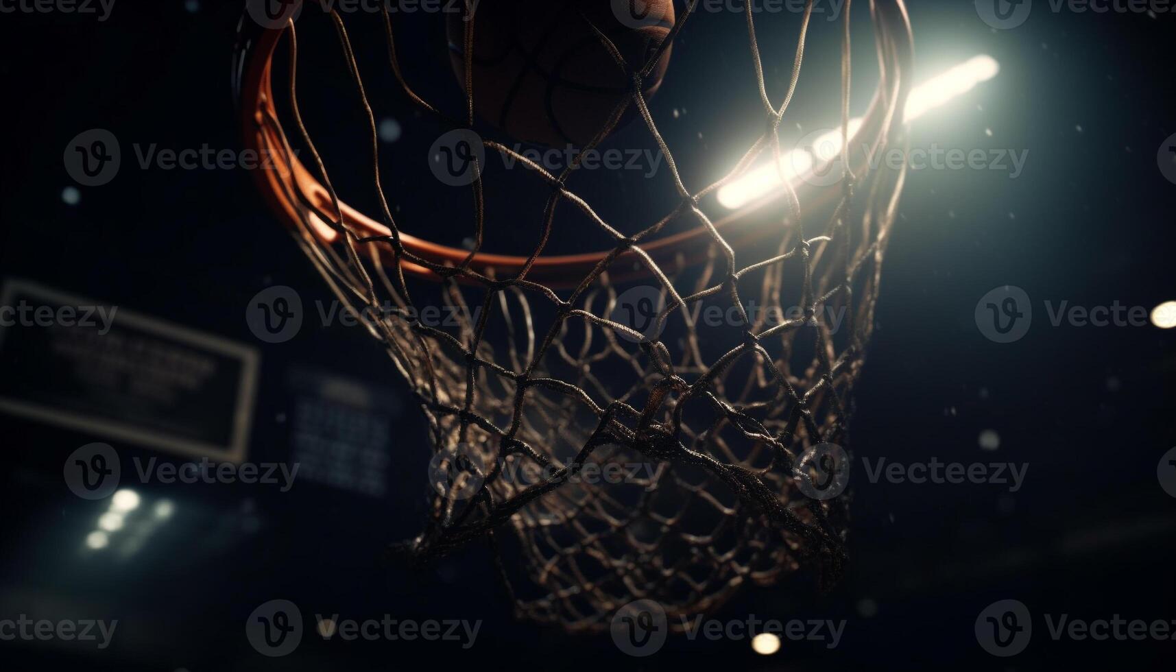 Männer spielen Basketball unter beleuchtet Nacht Beleuchtung Ausrüstung generiert durch ai foto