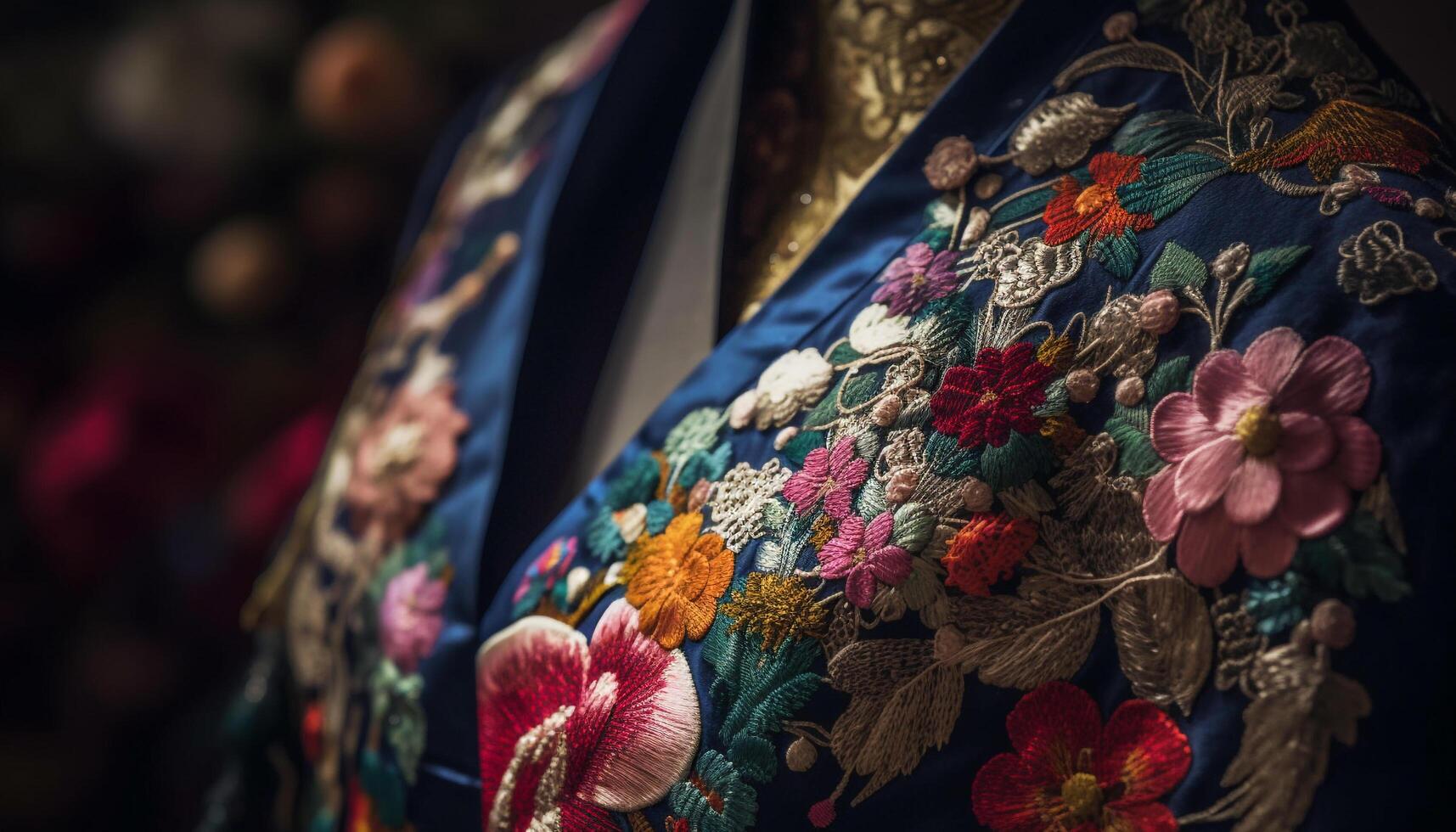 einheimisch Eleganz im traditionell Kleidung, Stickerei Fertigkeit generiert durch ai foto