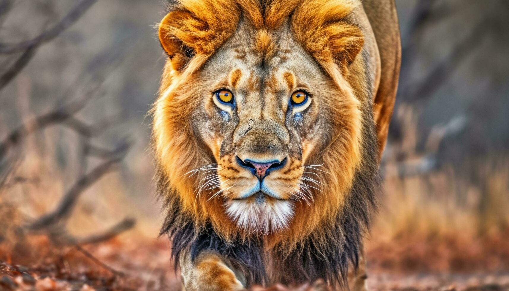 groß Katze im Afrika, Löwe, wandernd draußen mit undomestiziert katzenartig generiert durch ai foto