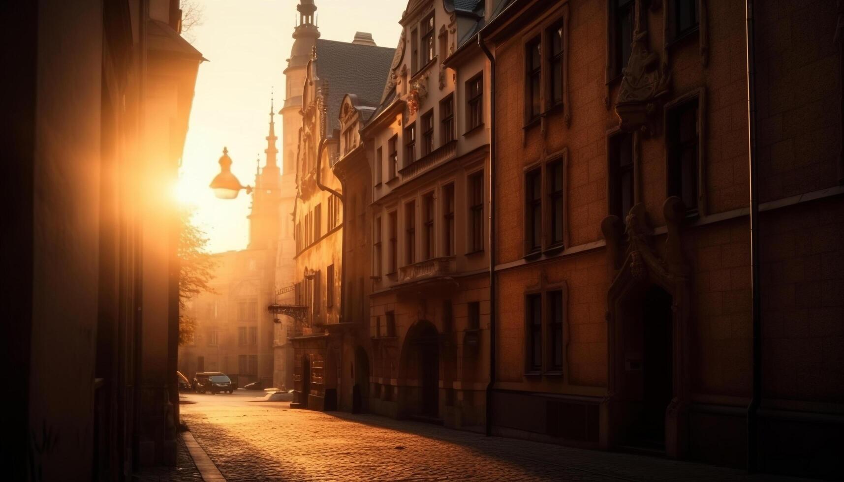 beleuchtet gotisch die Architektur verschwindet in Dämmerung Dunkelheit generiert durch ai foto