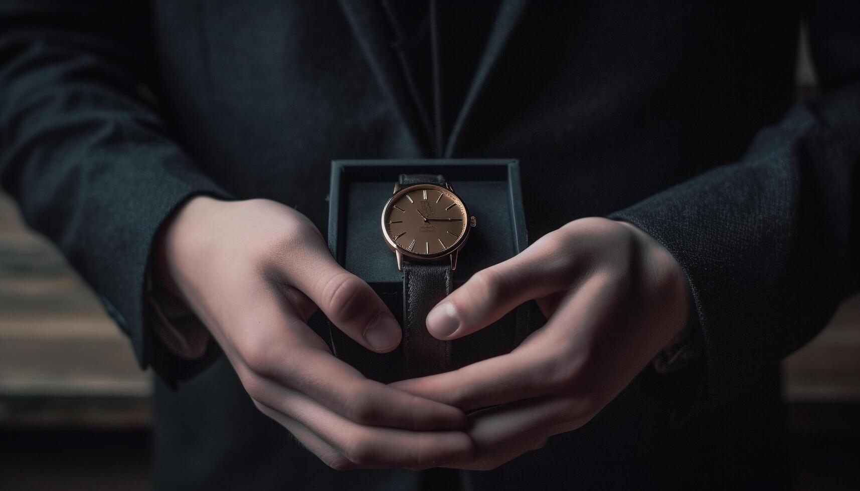 das Geschäftsmann Dringlichkeit symbolisiert durch das alt gestaltet Uhr Minute Hand generiert durch ai foto