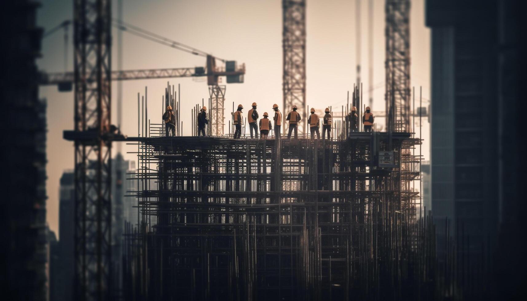 ein modern Stadtbild Umrisse Fortschritt im das Konstruktion Industrie Wachstum generiert durch ai foto
