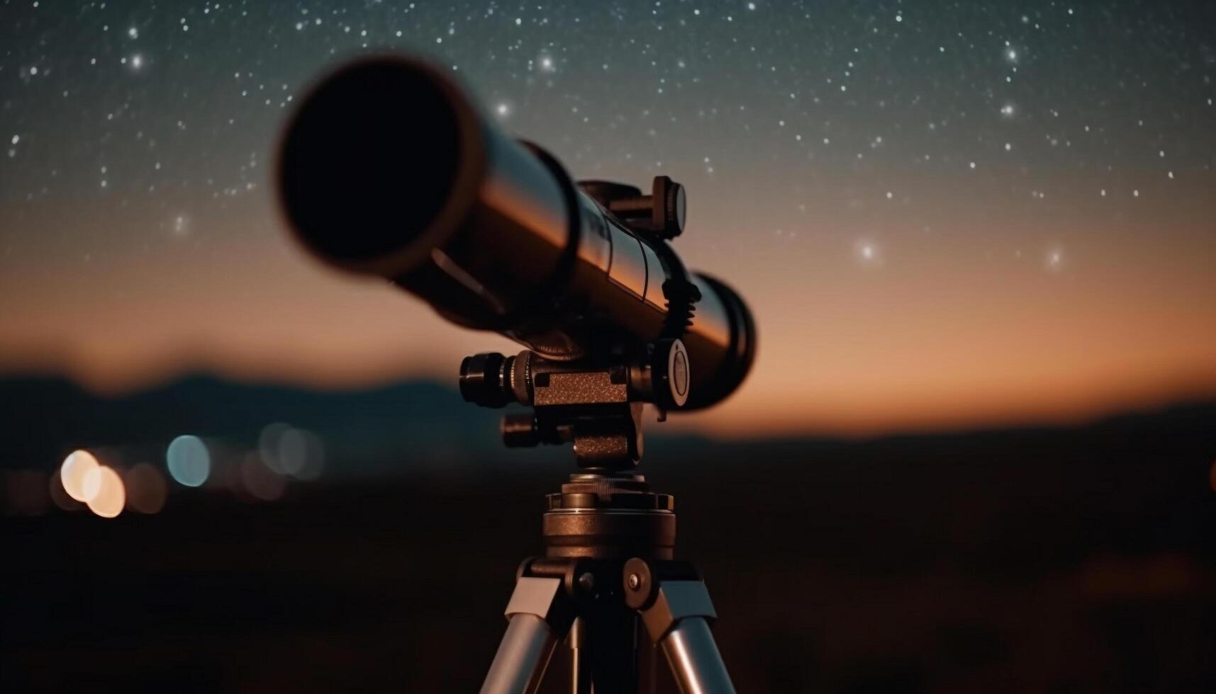 suchen beim das milchig Weg durch ein Hand gehaltenen Teleskop generiert durch ai foto