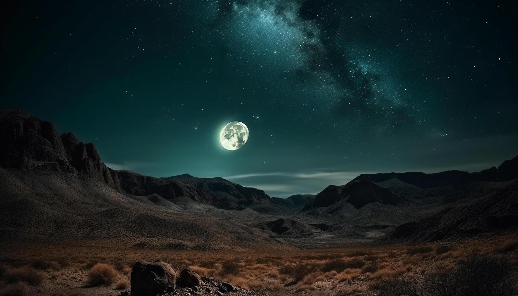 milchig Weg Galaxis leuchtet majestätisch Berg Landschaft im sternenklar Nacht generiert durch ai foto
