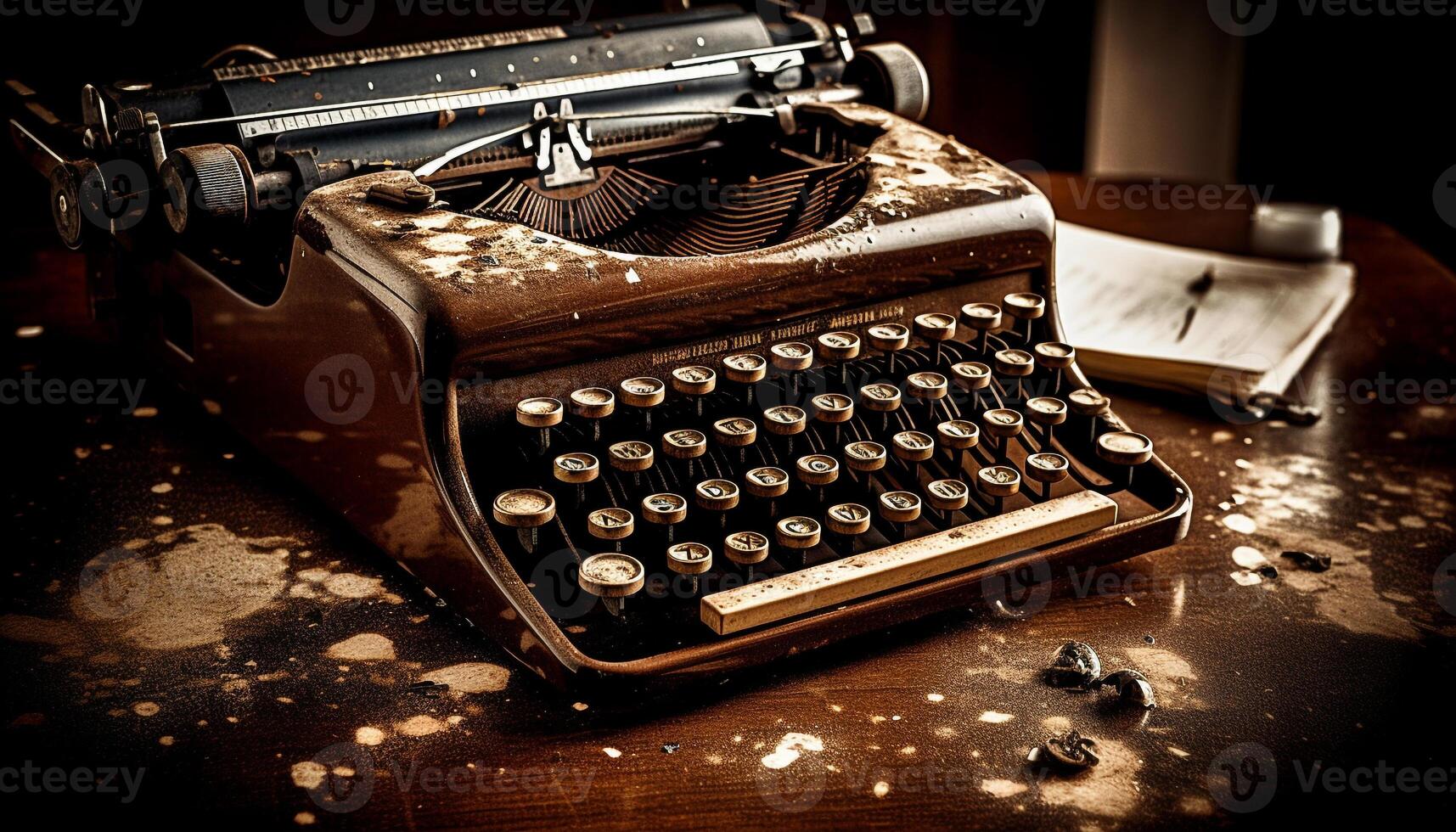 rostig Schreibmaschine Typoskript weckt Nostalgie zum alt gestaltet Korrespondenz und Literatur generiert durch ai foto