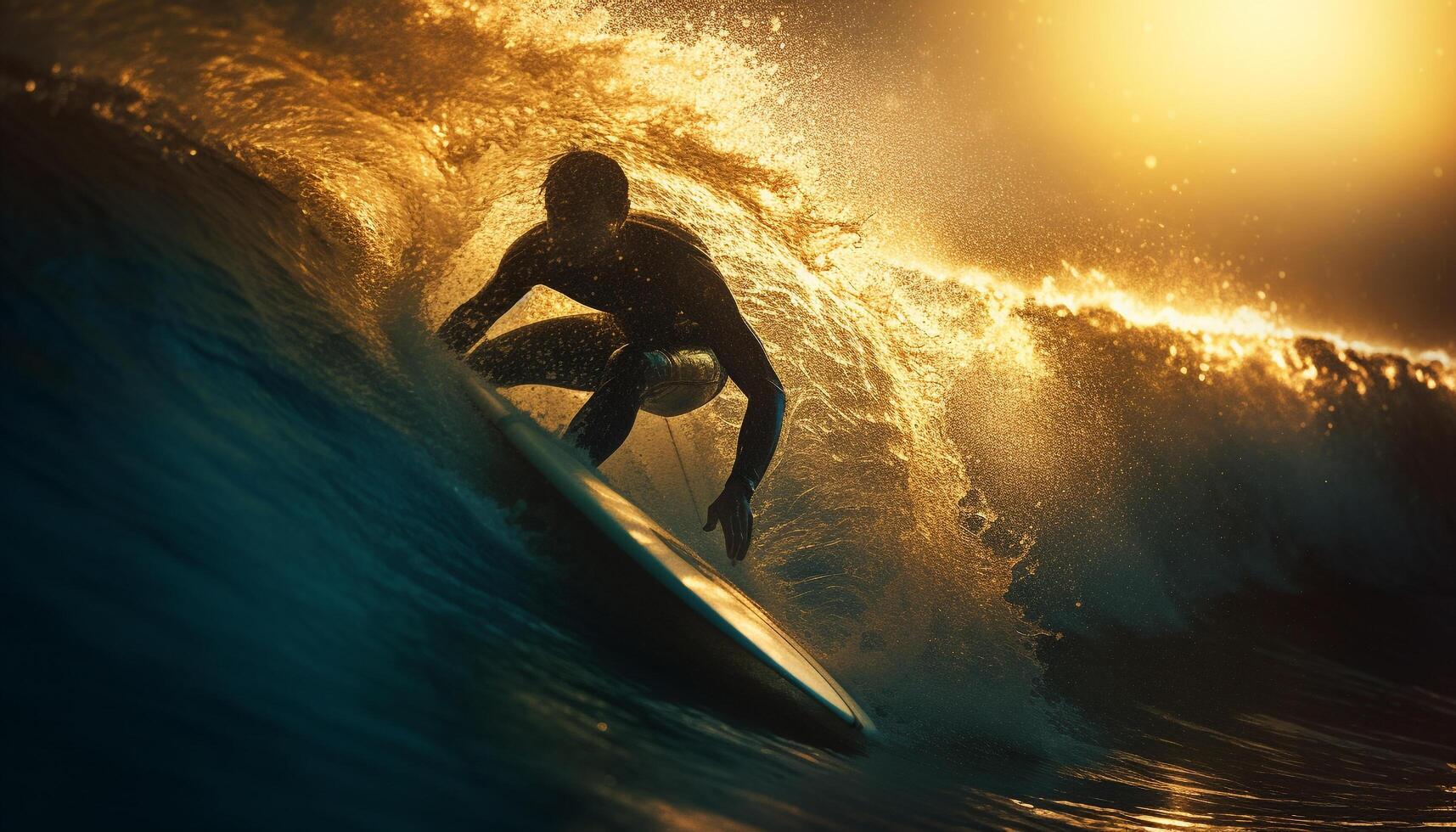 Surfen Athlet geschickt Guthaben im Fass, genießen tropisch Abenteuer generiert durch ai foto