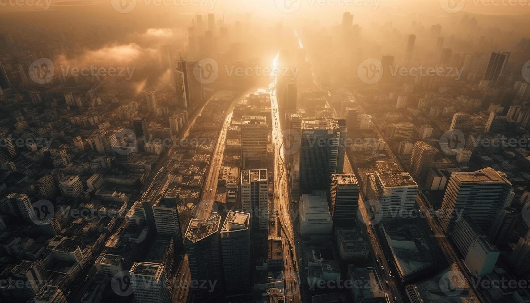 modern Wolkenkratzer erleuchten das futuristisch Stadtbild beim Nacht generiert durch ai foto