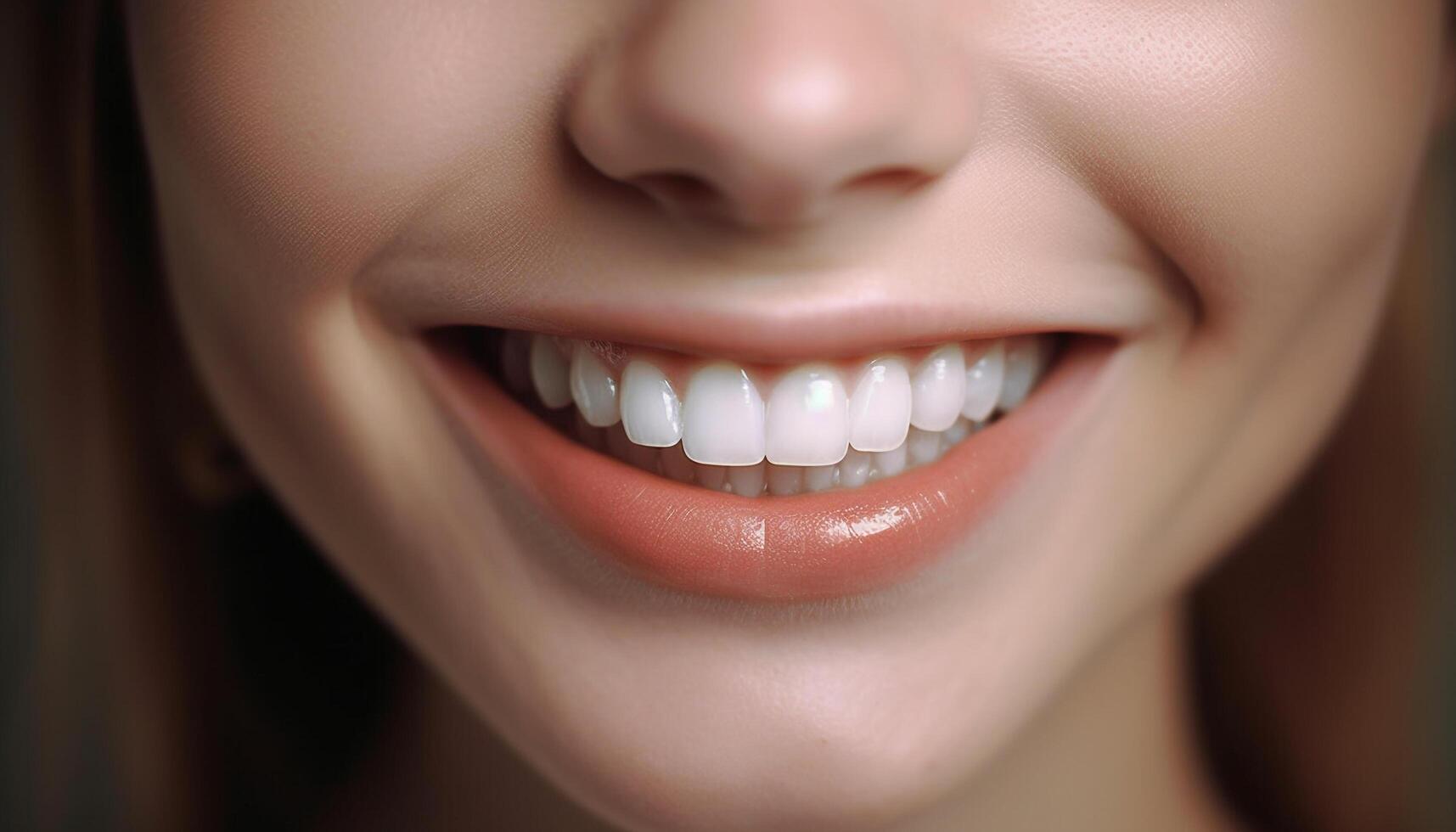 einer Frau perfekt Lächeln Zahnspange, Schönheit Produkte, und Dental Gesundheit generiert durch ai foto