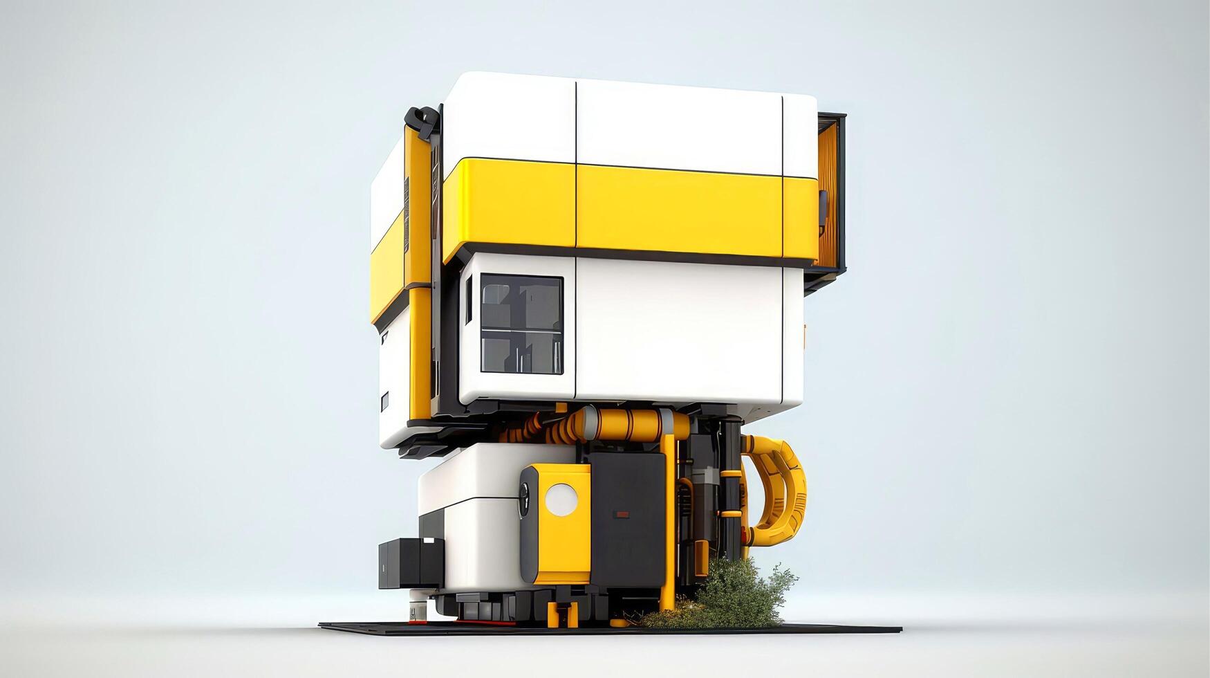 3d futuristisch Sci-Fi Weiß Gelb Stadt die Architektur mit organisch Wolkenkratzer, zum Wissenschaft Fiktion oder Fantasie Hintergründe, abstrakt Gebäude, generativ ai Illustration foto