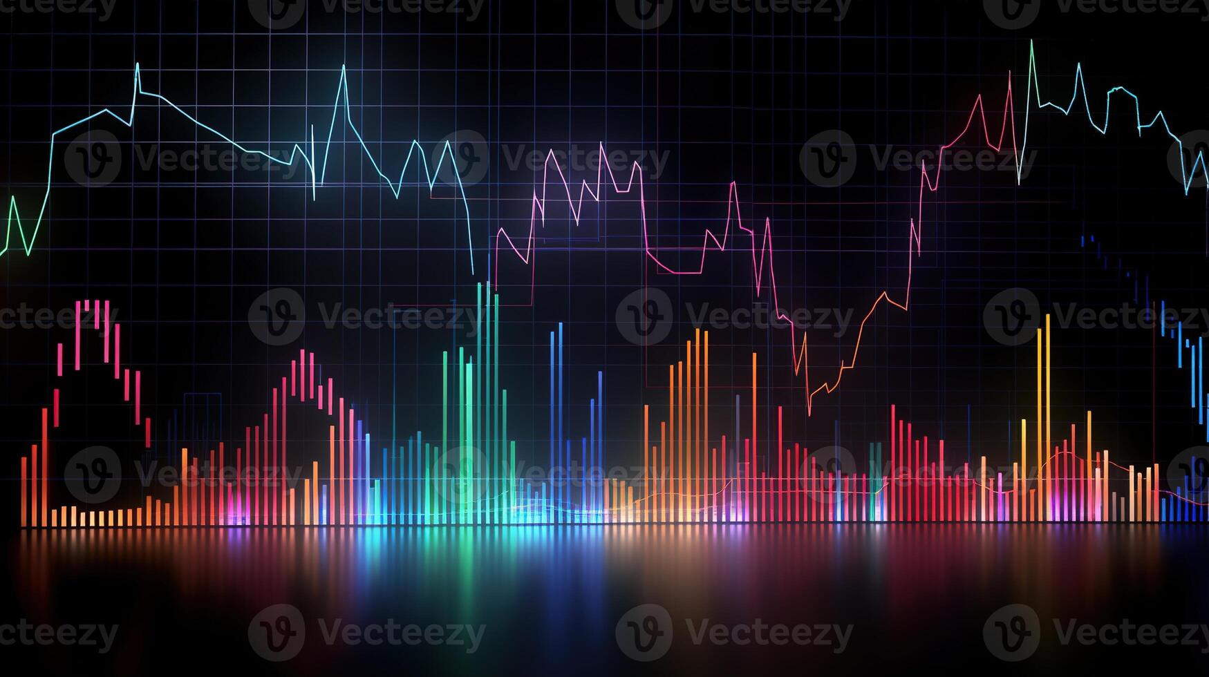 generativ ai, Lager Markt Diagramm Linien, finanziell Graph auf Technologie abstrakt Hintergrund vertreten finanziell Krise, finanziell Kernschmelze. Technologie Konzept, Handel Markt Konzept. foto