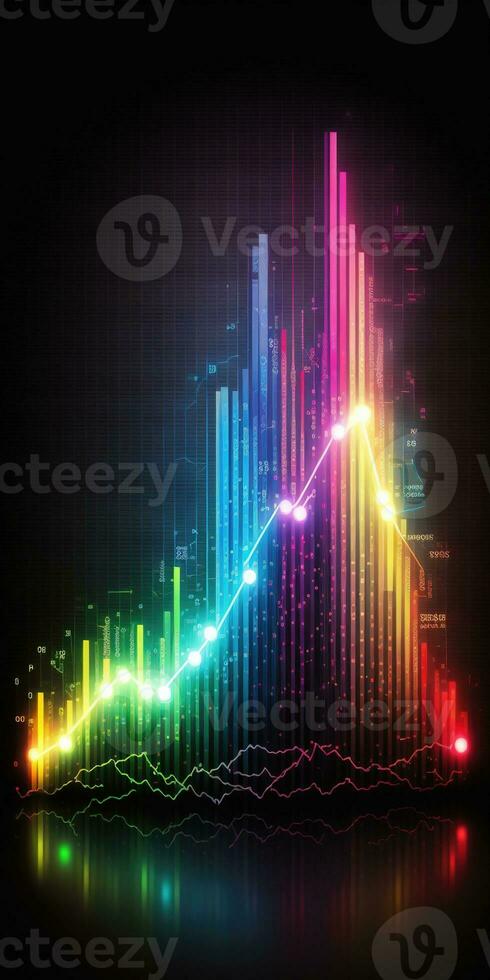 generativ ai, Lager Markt Diagramm Linien, finanziell Graph auf Technologie abstrakt Hintergrund vertreten finanziell Krise, finanziell Kernschmelze. Technologie Konzept, Handel Markt Konzept.. foto