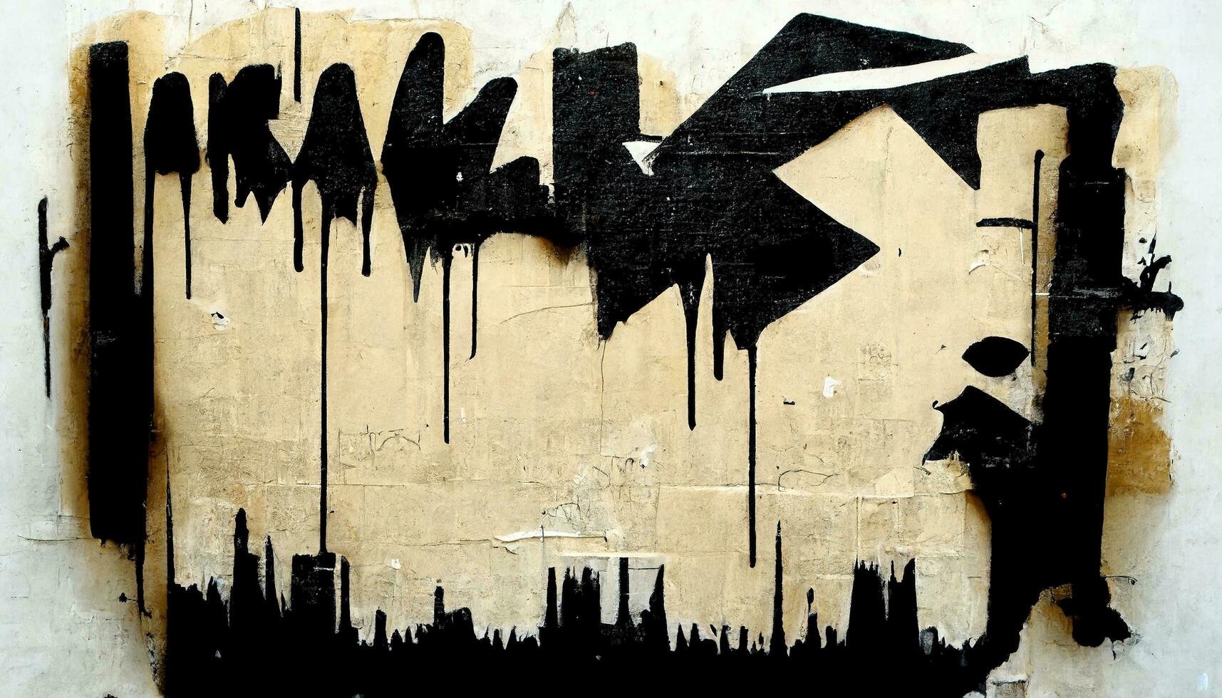 generativ ai, Tinte schwarz Straße Graffiti Kunst auf ein texturiert Papier Jahrgang Hintergrund, inspiriert durch Banken. foto