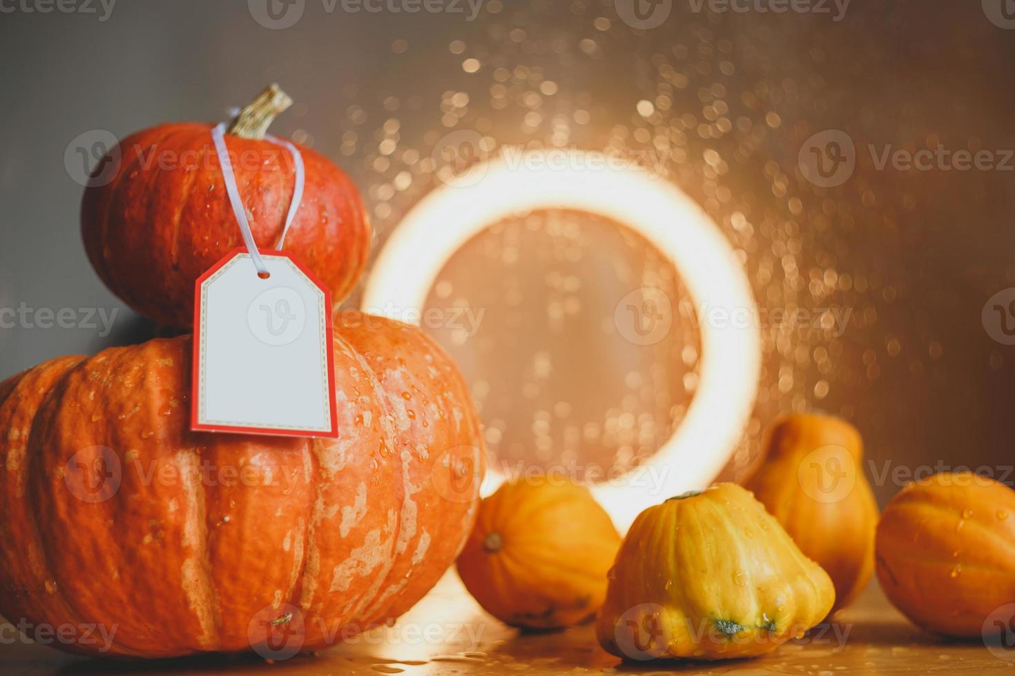 Herbstkomposition aus Kürbissen und Kürbissen foto