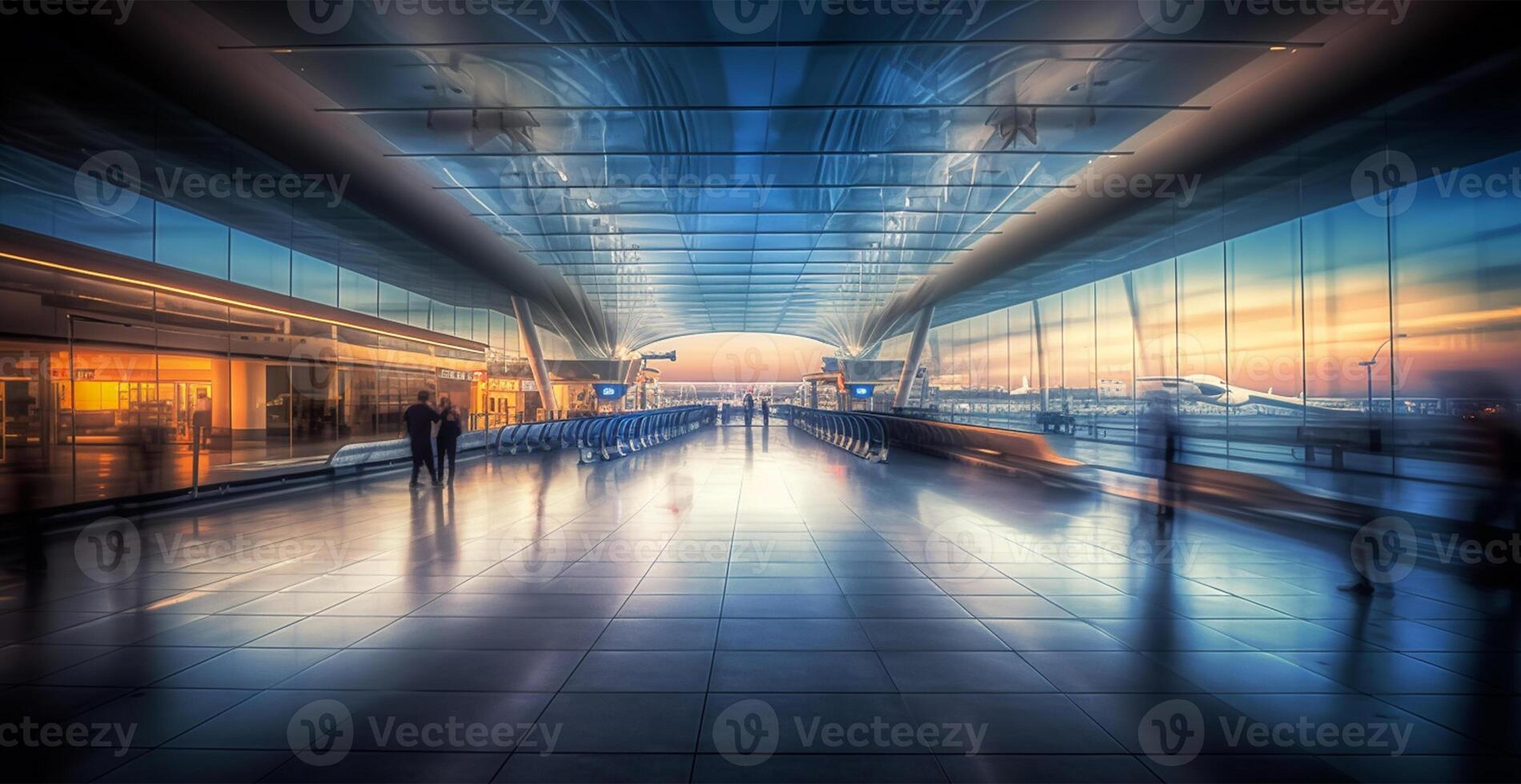 Flughafen Gebäude, International Terminal, verschwommen Hintergrund - - ai generiert Bild foto