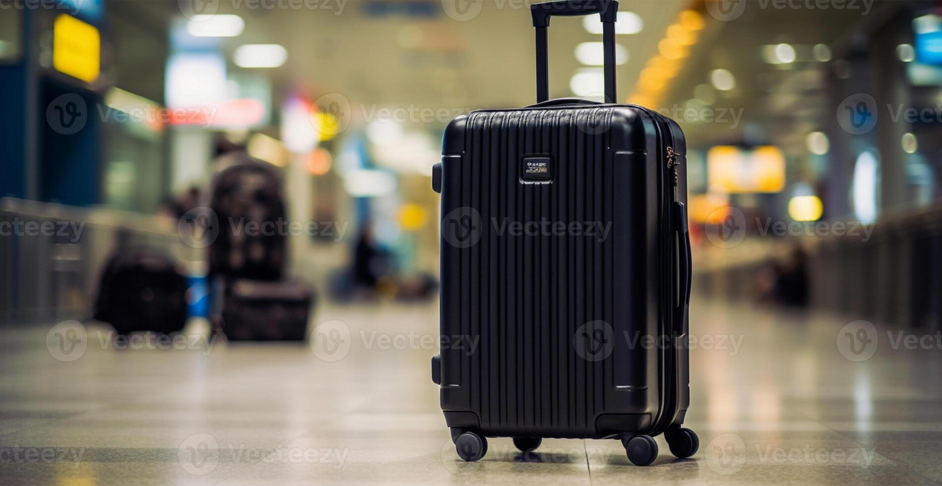 schwarz Koffer, Flughafen Gepäck - - ai generiert Bild foto