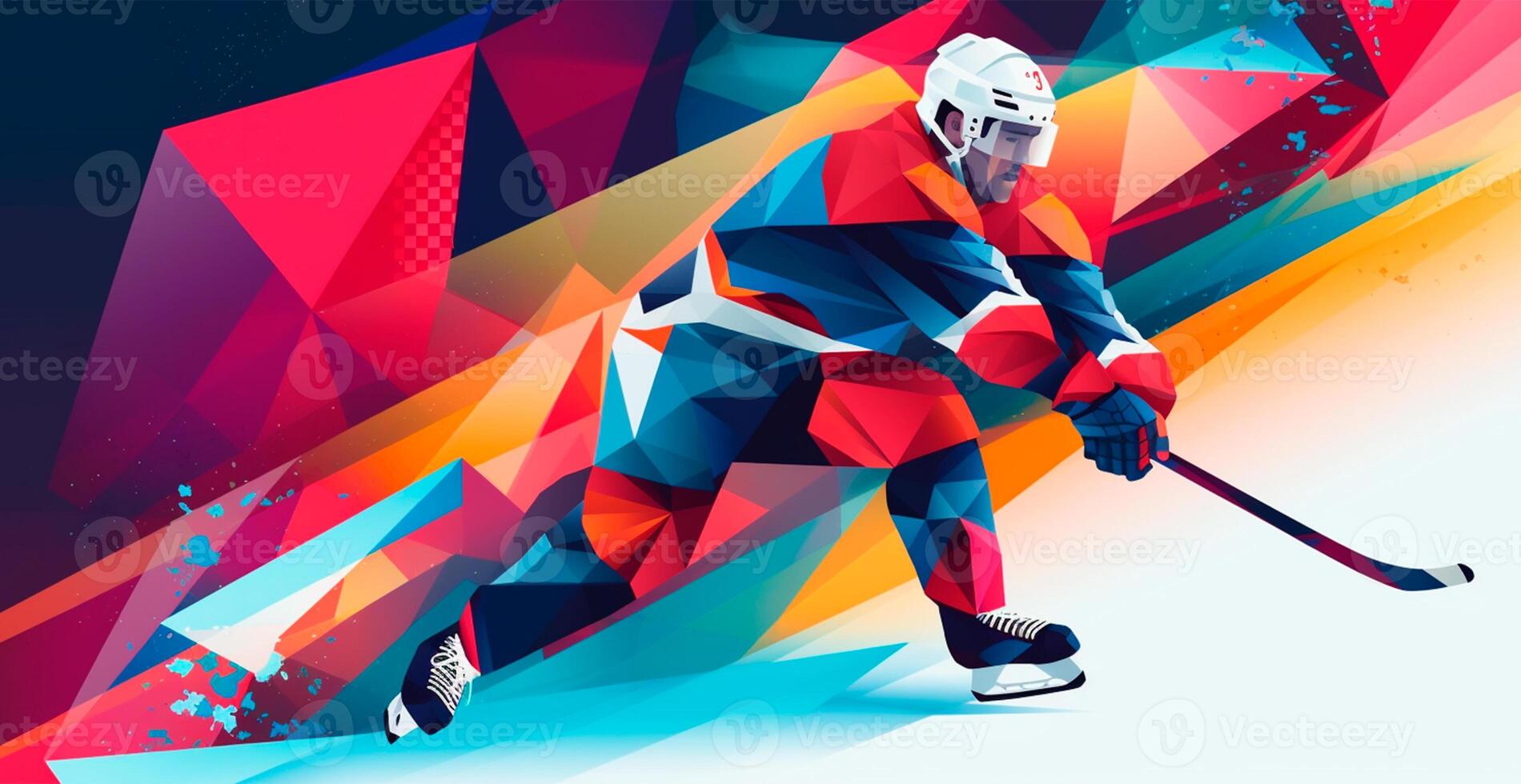 abstrakt Panorama- Eishockey Hintergrund, Muster, dreieckig Mosaik, stilisiert polygonal Muster - - ai generiert Bild foto