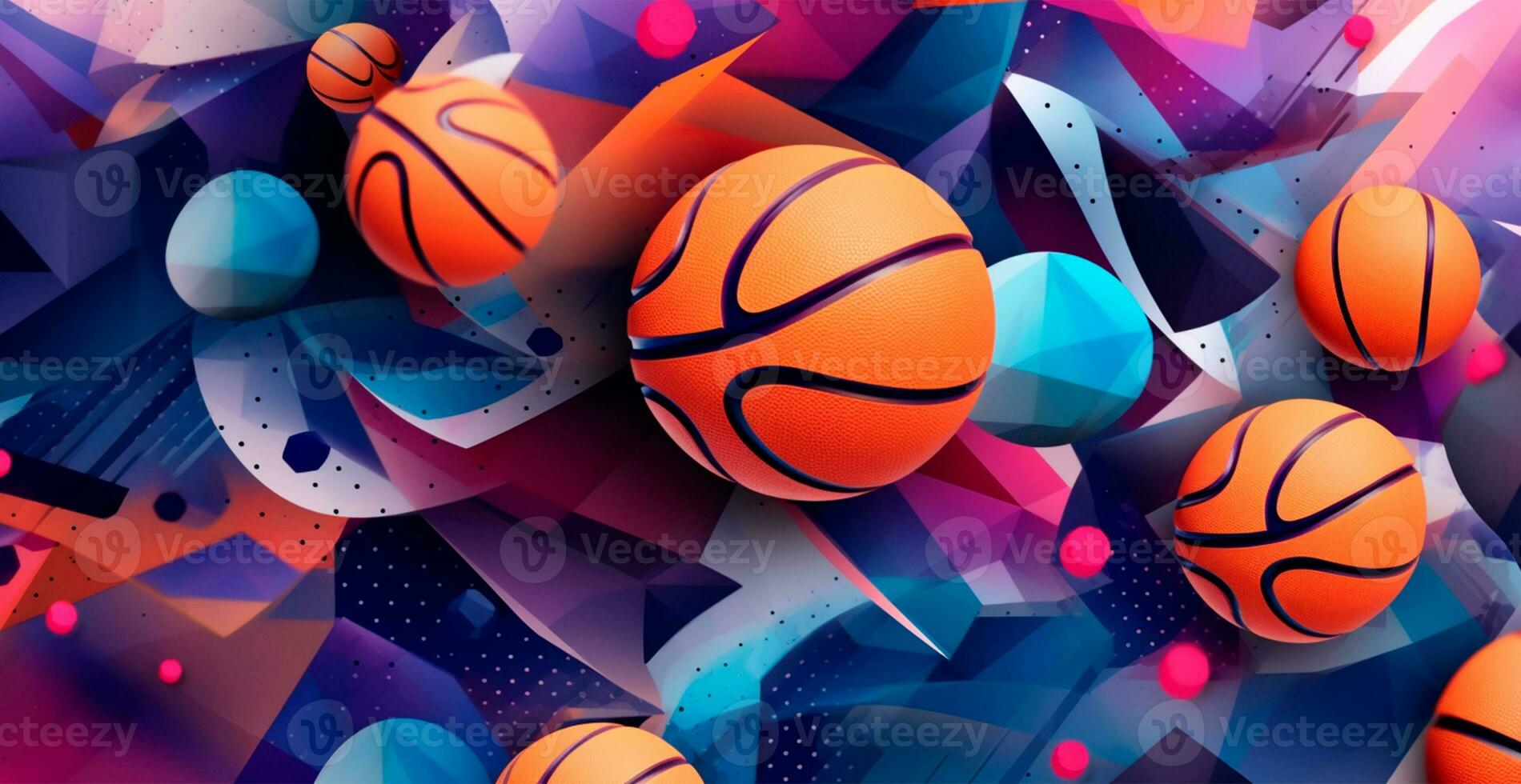 abstrakt Basketball Panorama- Hintergrund, Orange Basketball - - ai generiert Bild foto