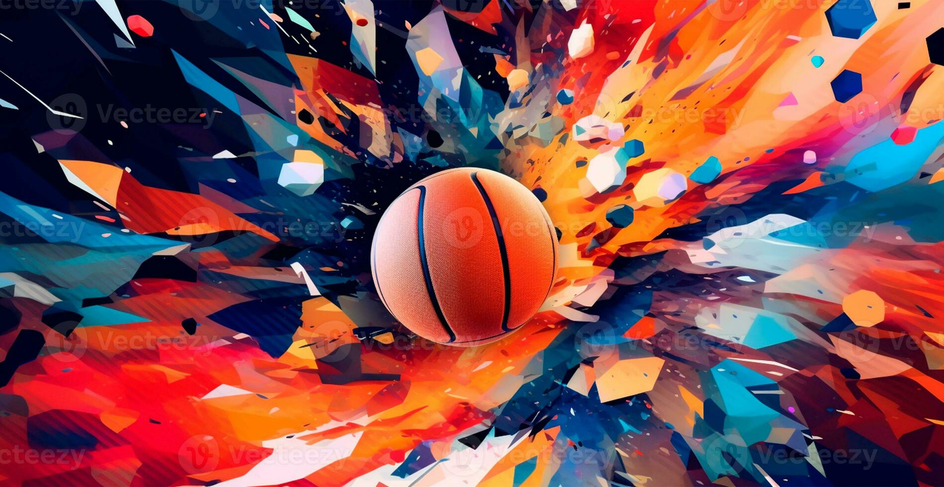 abstrakt Basketball Panorama- Hintergrund, Orange Basketball - - ai generiert Bild foto