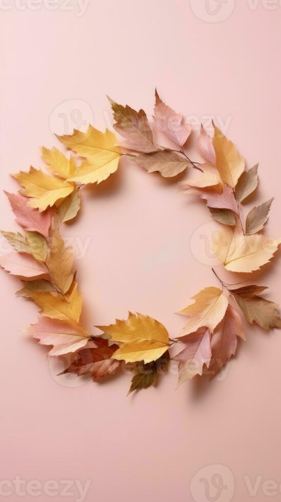 Herbst Hintergrund mit fallen Blätter im Pastell- Farben. Illustration ai generativ foto