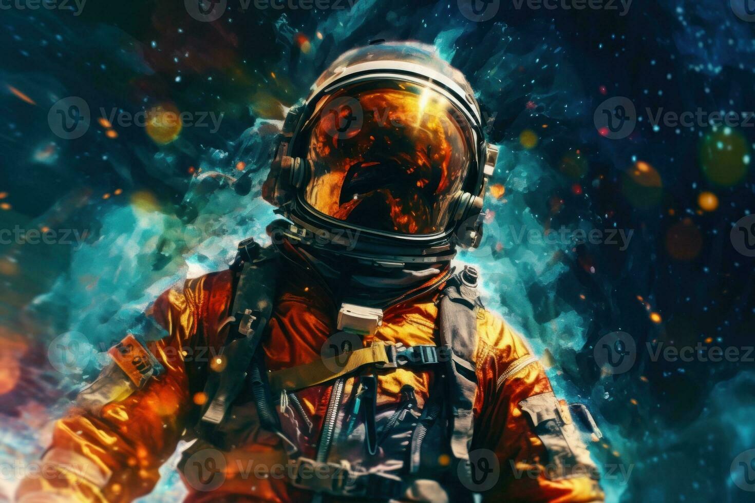 Astronaut auf bunt Hintergrund. Illustration ai generativ foto