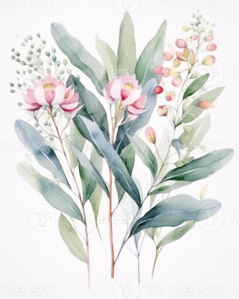 Aquarell Blumen- Hintergrund. Illustration ai generativ foto