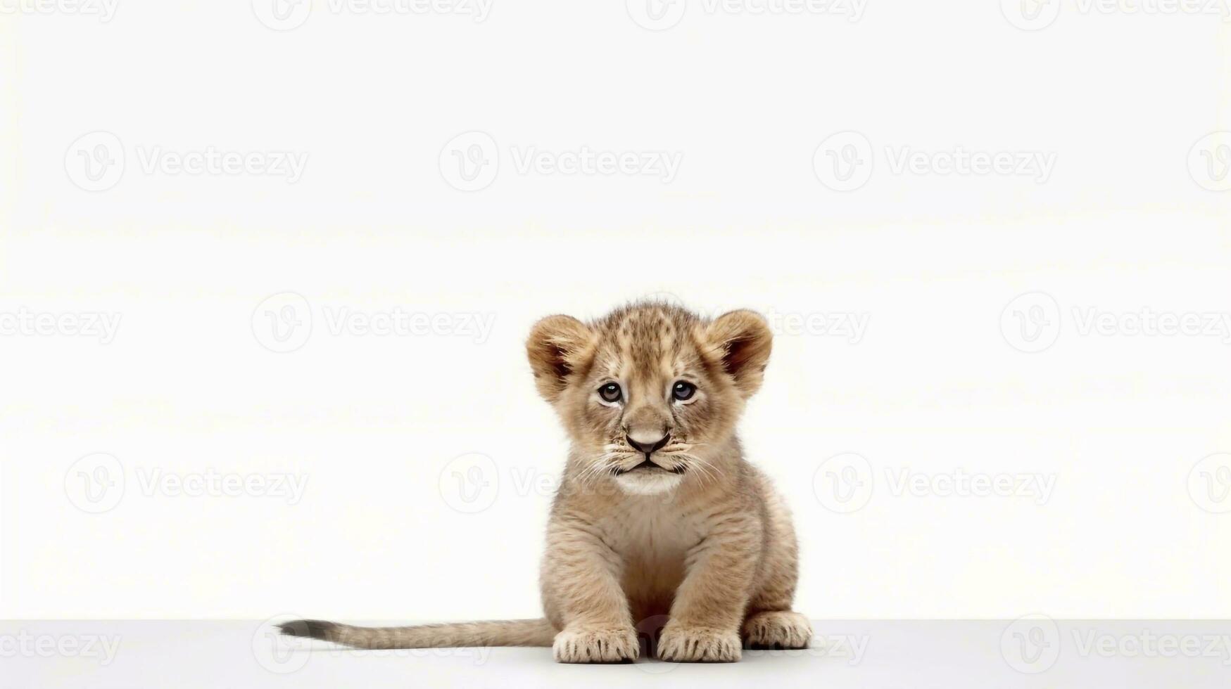 wenig Löwe isoliert auf Weiß Hintergrund - - generativ ai foto