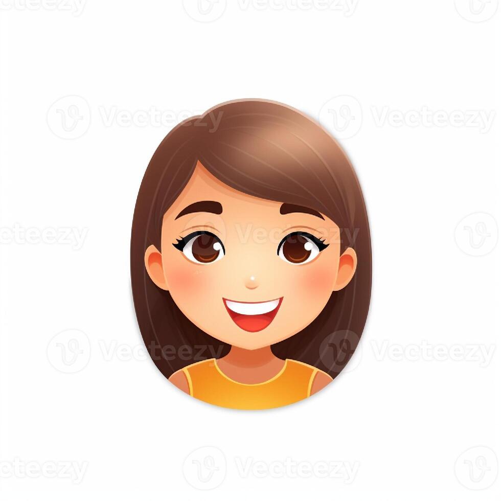 3d Illustration von süß lächelnd Mädchen auf Weiß Hintergrund. generativ ai foto