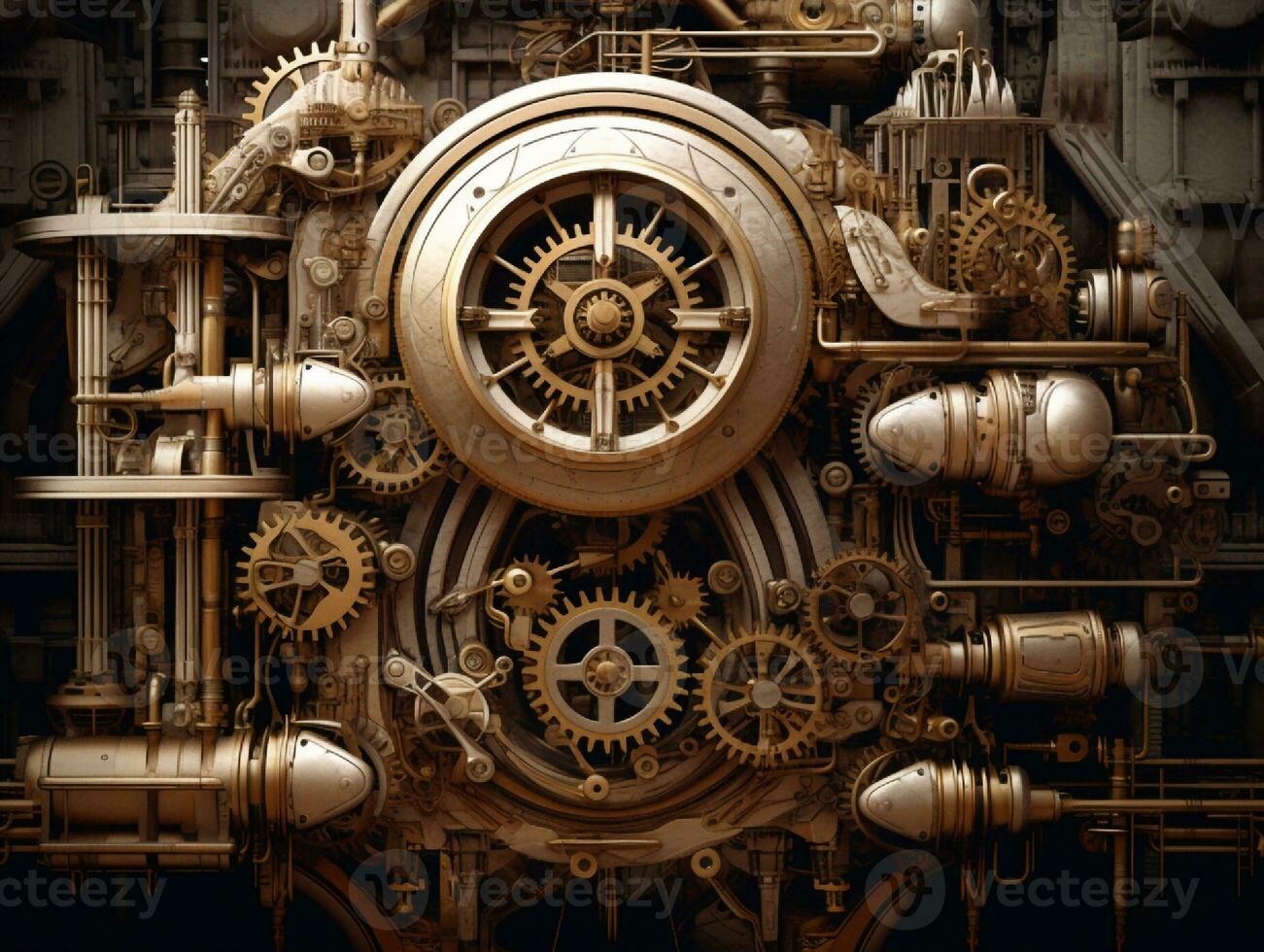 Steampunk Mechanismus mit Getriebe und Zahnräder auf ein dunkel Hintergrund foto