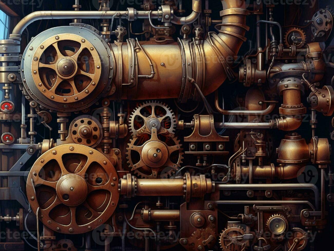 Steampunk Mechanismus mit Getriebe und Zahnräder auf ein dunkel Hintergrund foto