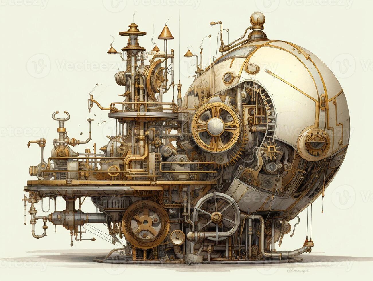 Steampunk Mechanismus mit Getriebe und Zahnräder auf ein dunkel Hintergrund foto