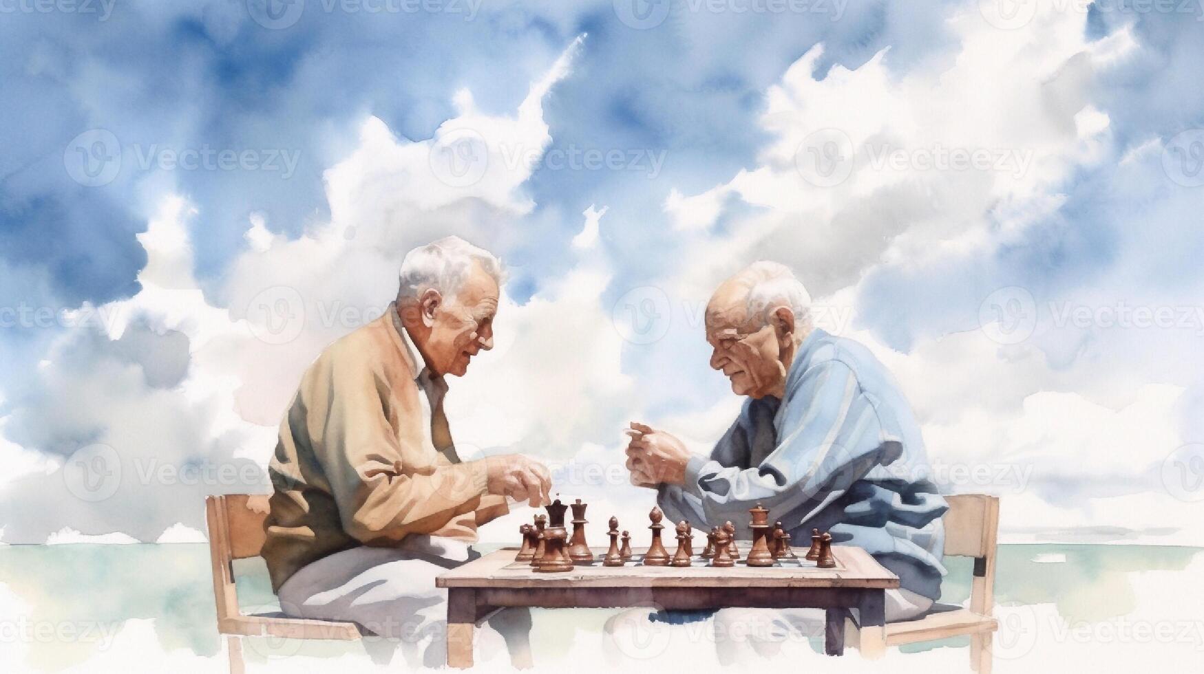 Illustration von zwei Großväter spielen Schach foto