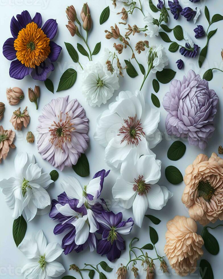 Blumen- Muster mit anders Typen von schön Blumen foto