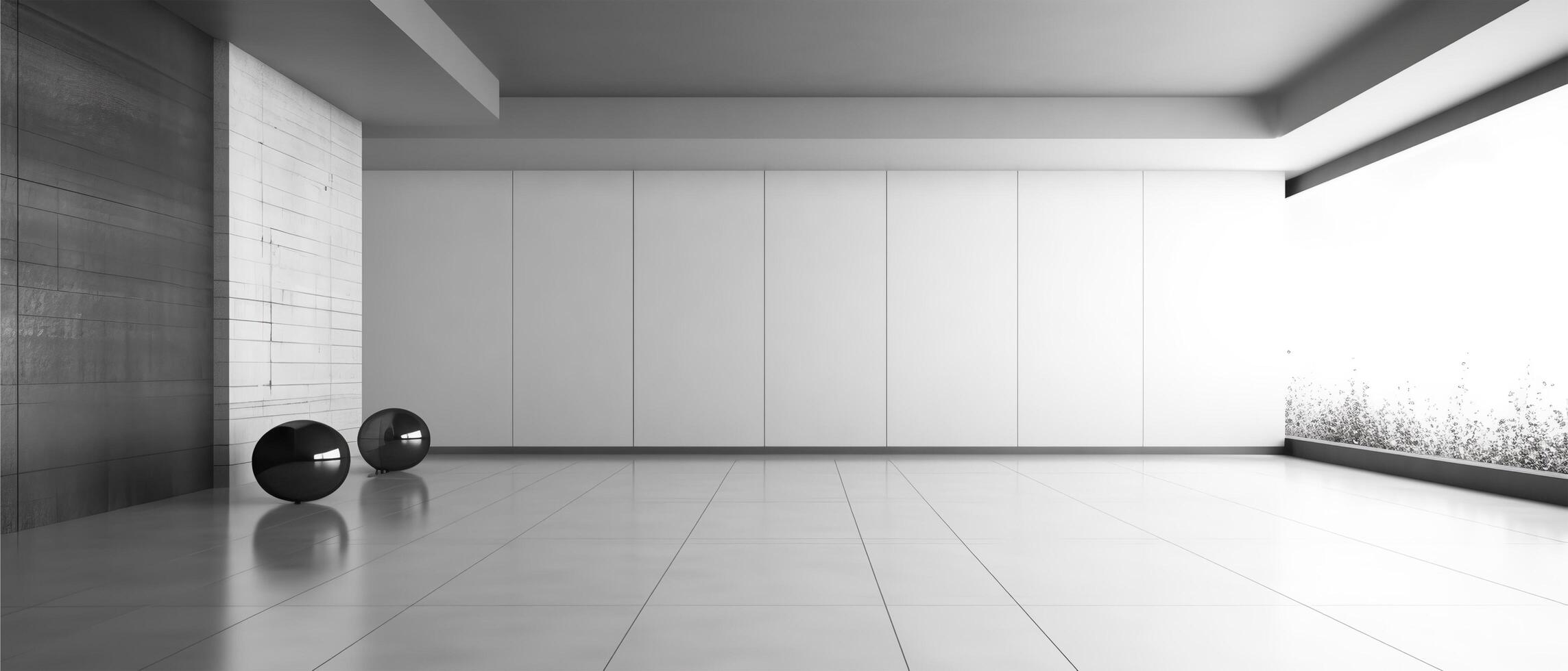 Porträt von leeren Zimmer im minimalistisch Stil mit Kopieren Raum Hintergrund, generativ ai foto