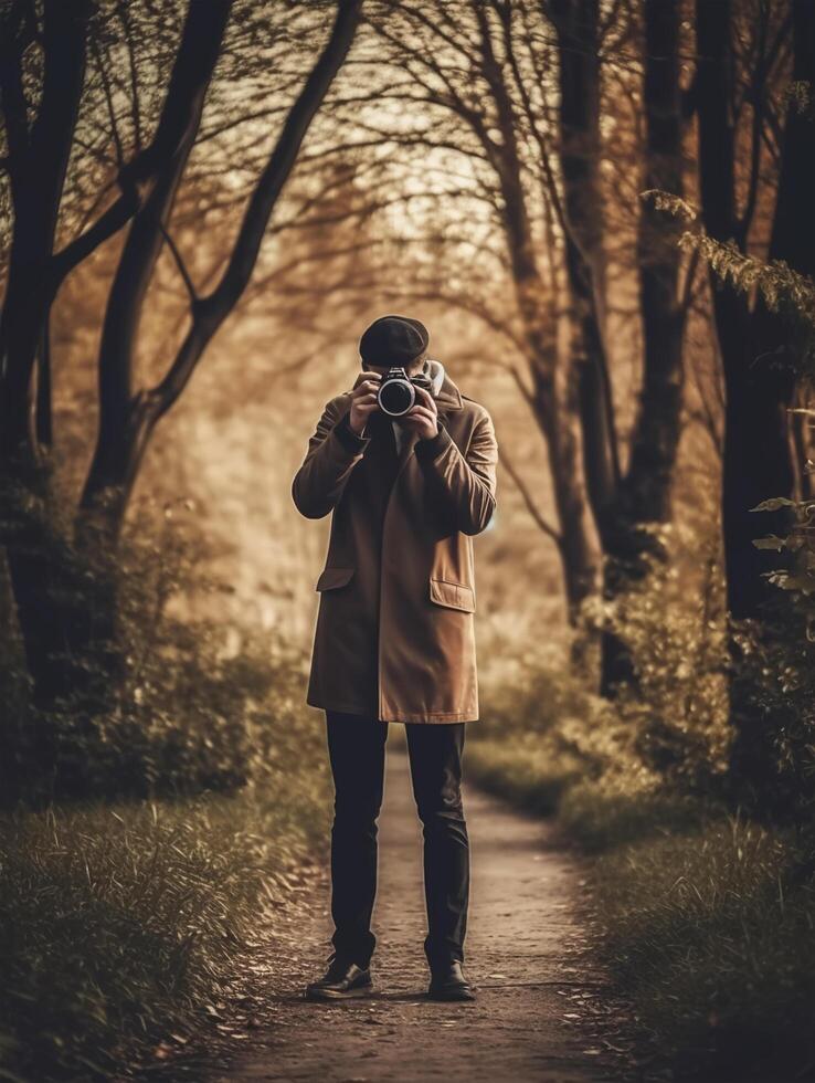 Porträt von ein Fotograf, generativ ai foto