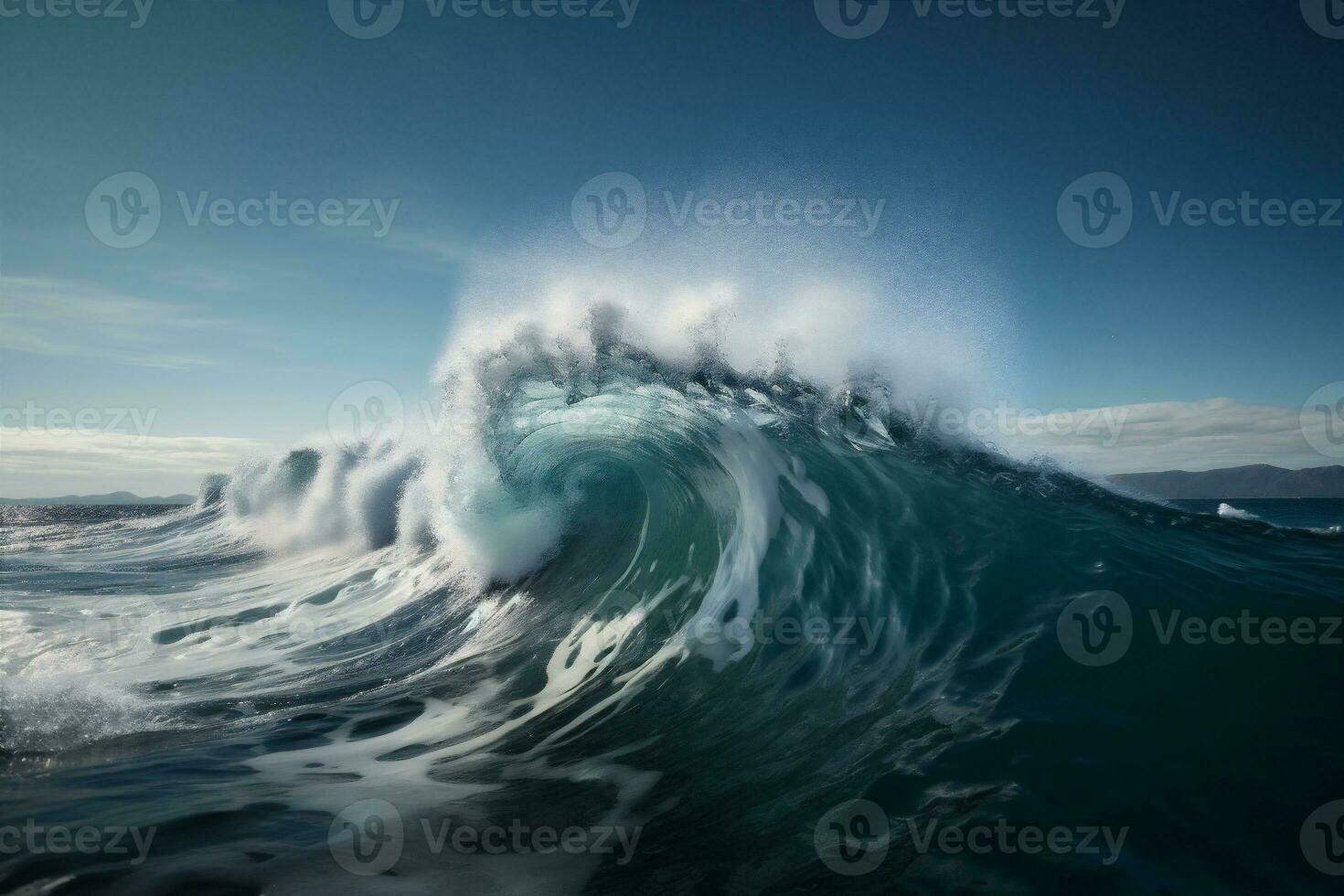 Natur Wasser Absturz Blau Flüssigkeit Ozean cool Meer Surfen Welle. generativ ai. foto