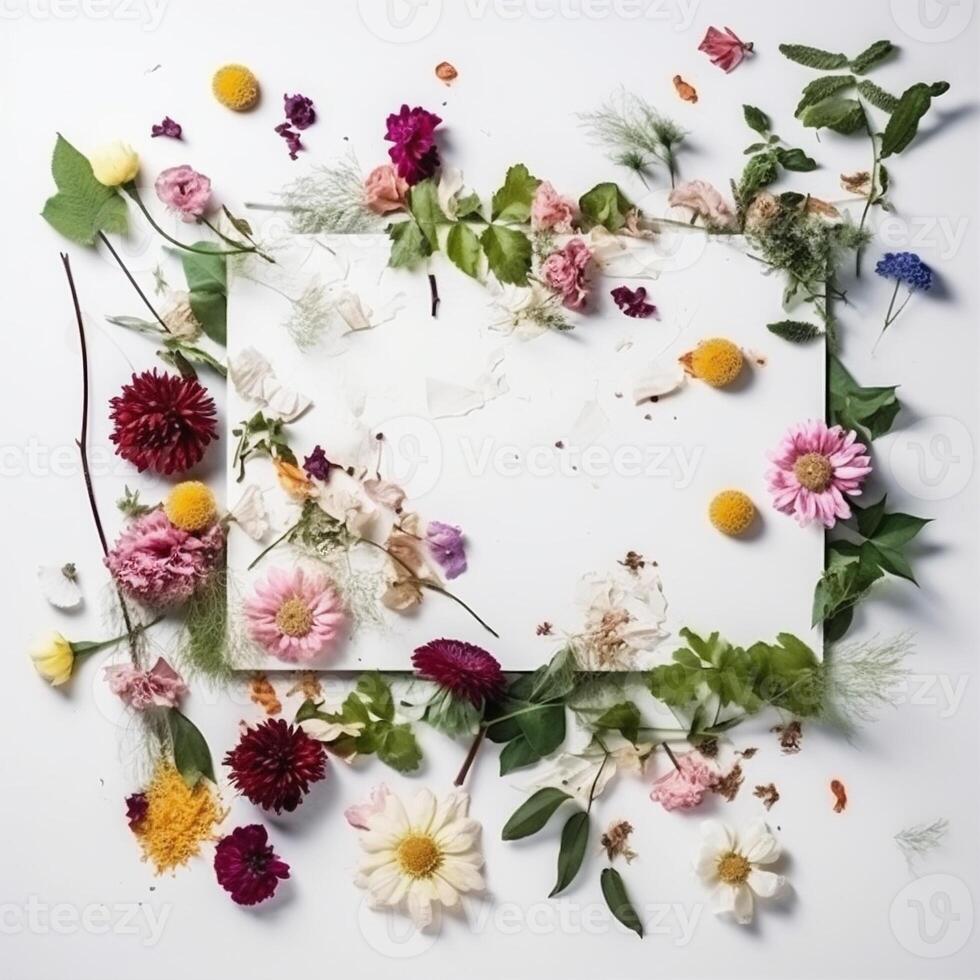 Weiß Natur Attrappe, Lehrmodell, Simulation Frühling Hintergrund Blumen- isoliert Valentinstag Sommer- Blatt Blume. generativ ai. foto