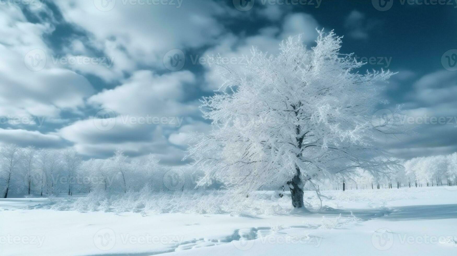 Weiß Neu Baum Winter Weihnachten Himmel Schnee Urlaub Jahr Natur Tanne Hintergrund. generativ ai. foto