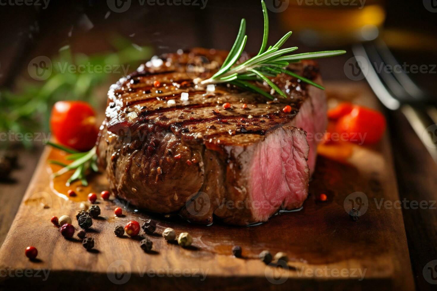 Hintergrund rot Fleisch gebraten Rindfleisch Essen roh bar-bq Steak Grill dunkel. generativ ai. foto