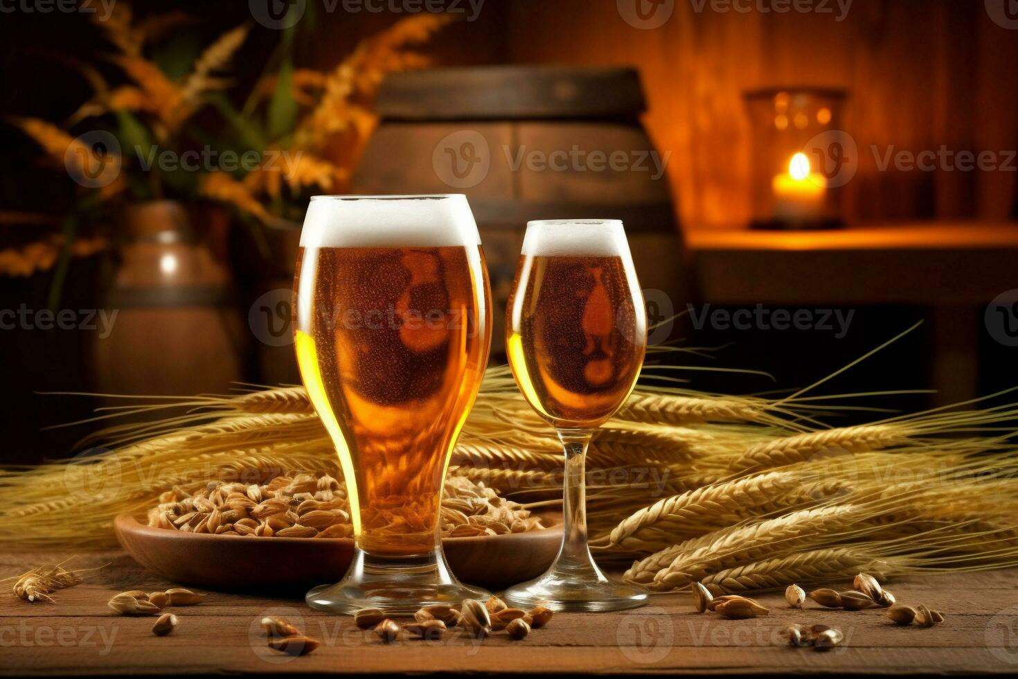 Alkohol trinken Kneipe Gold Schaum Bier Lagerbier Glas Getränk Pint. generativ ai. foto
