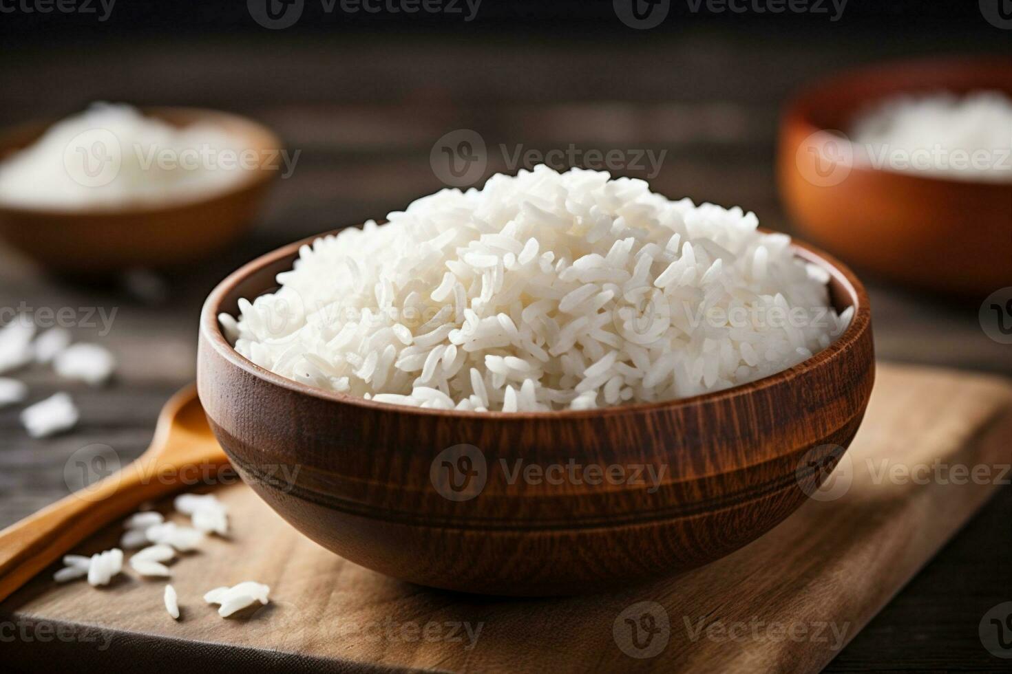Korn organisch Essen gesund Reis Weiß Mahlzeit Vegetarier asiatisch Diät. generativ ai. foto