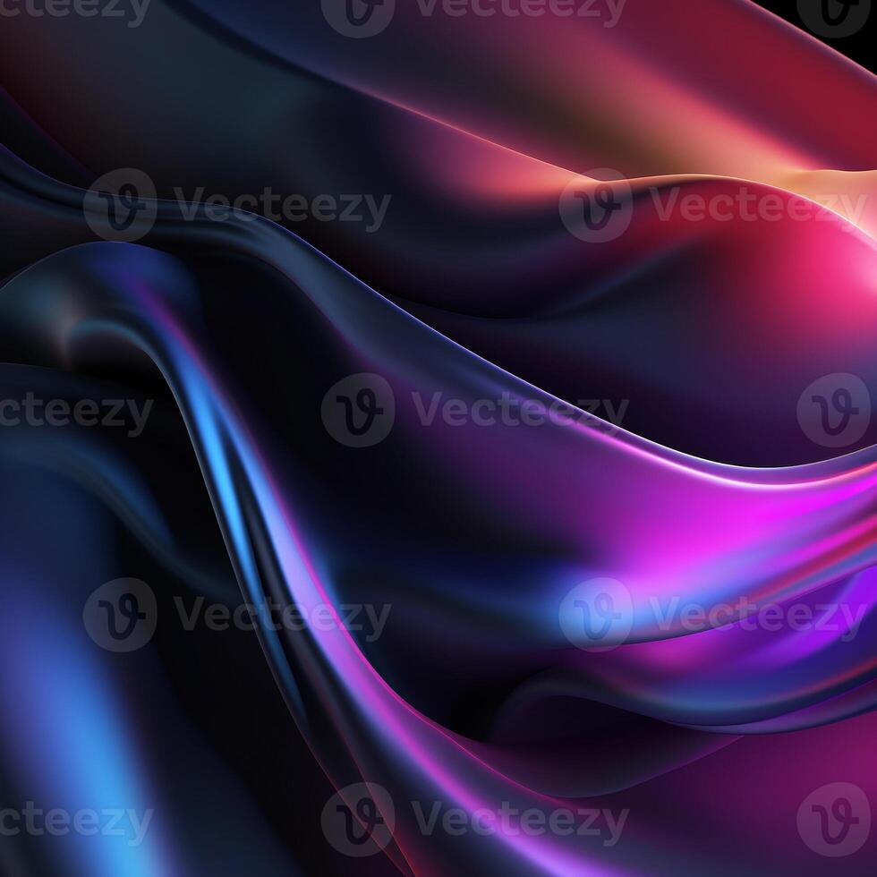 elegant schwarz matt Stoff mit glänzend Neon- Gradient Farben ai generativ Illustration foto