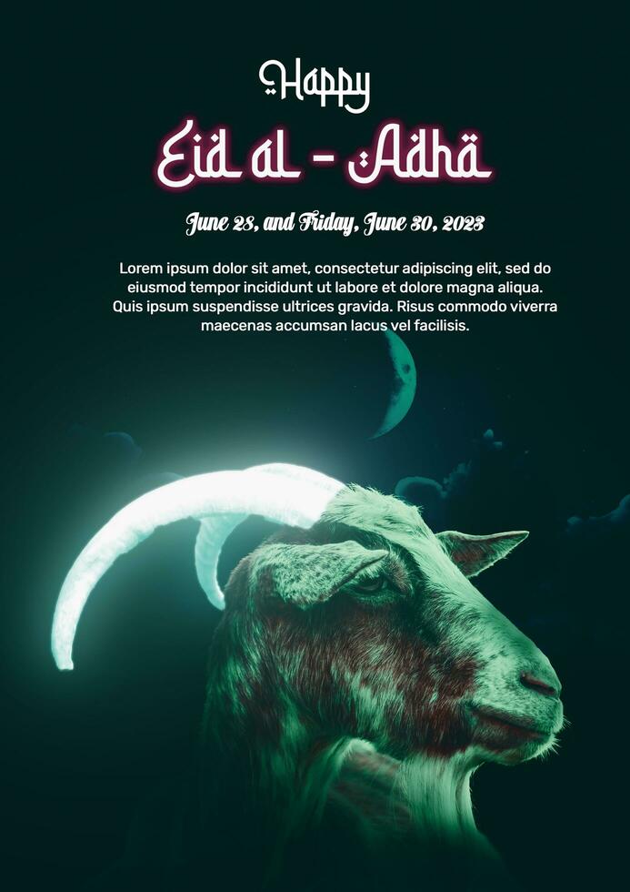 eid al adha Poster mit Ziege gost Modus foto