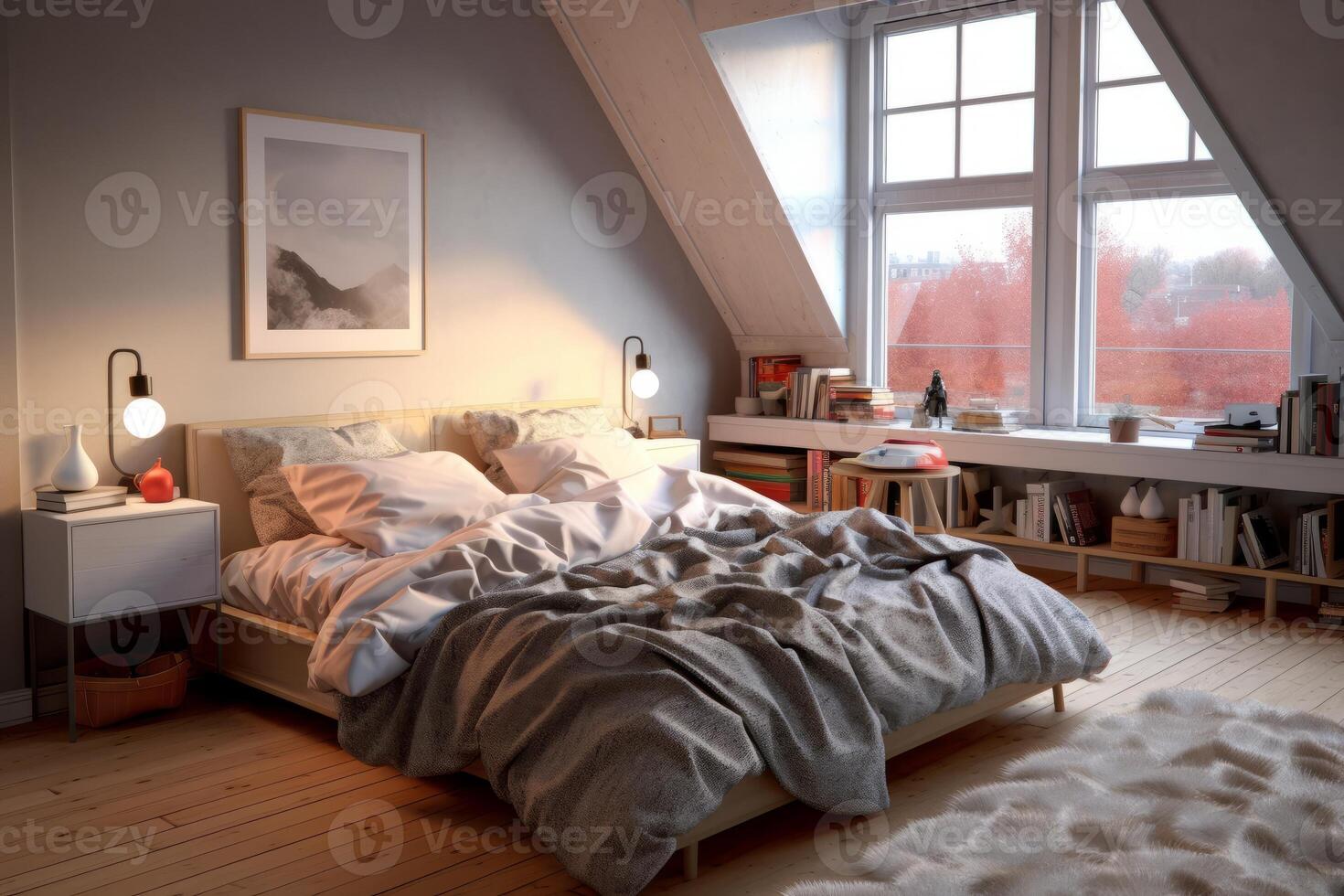 ai generativ Foto von ein elegant und modern Schlafzimmer