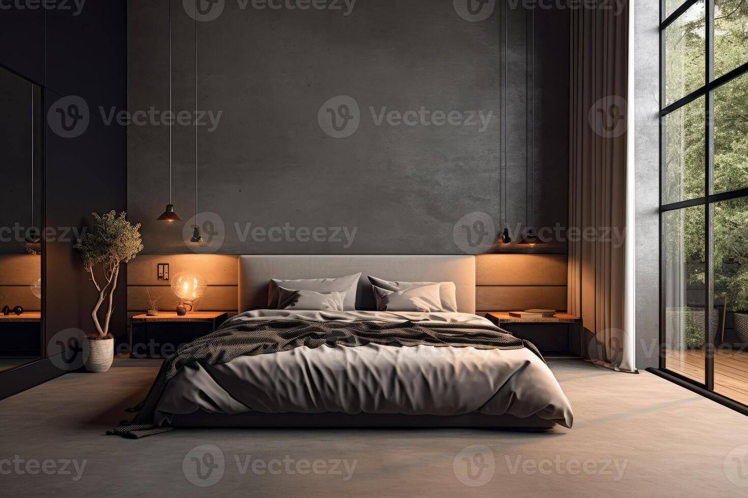 ai generativ Foto von ein elegant und modern Schlafzimmer