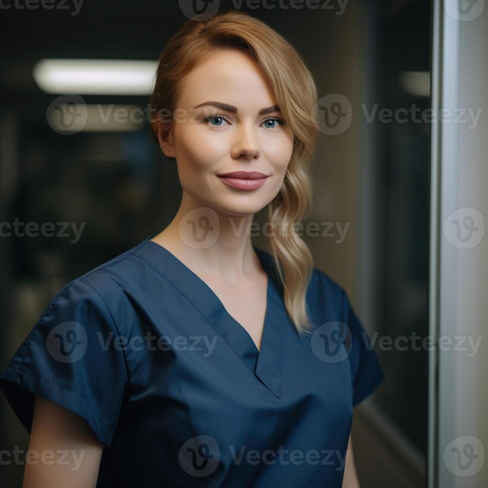 Porträt von lächelnd weiblich Krankenschwester foto