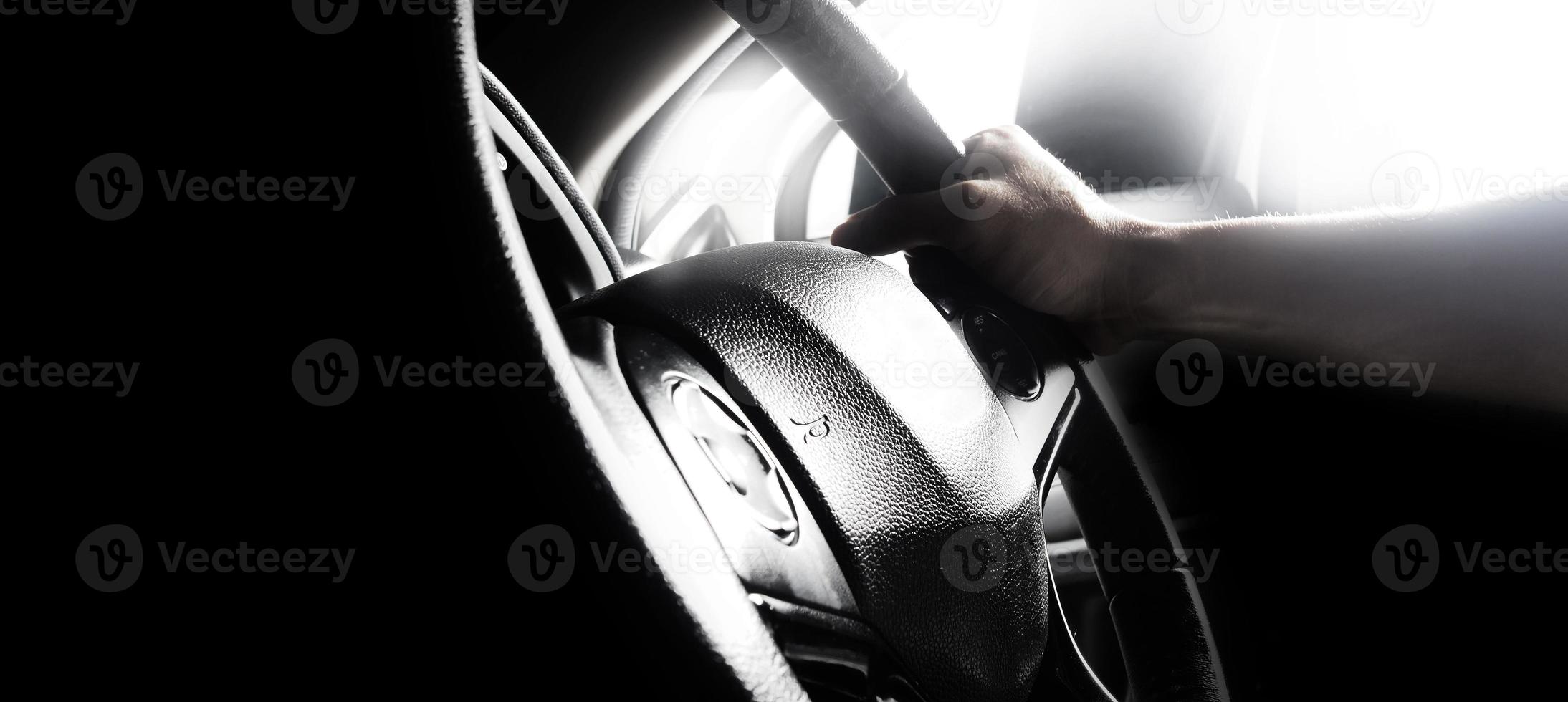 schwarzes Leder modernes Auto Innenraum Nahaufnahme foto