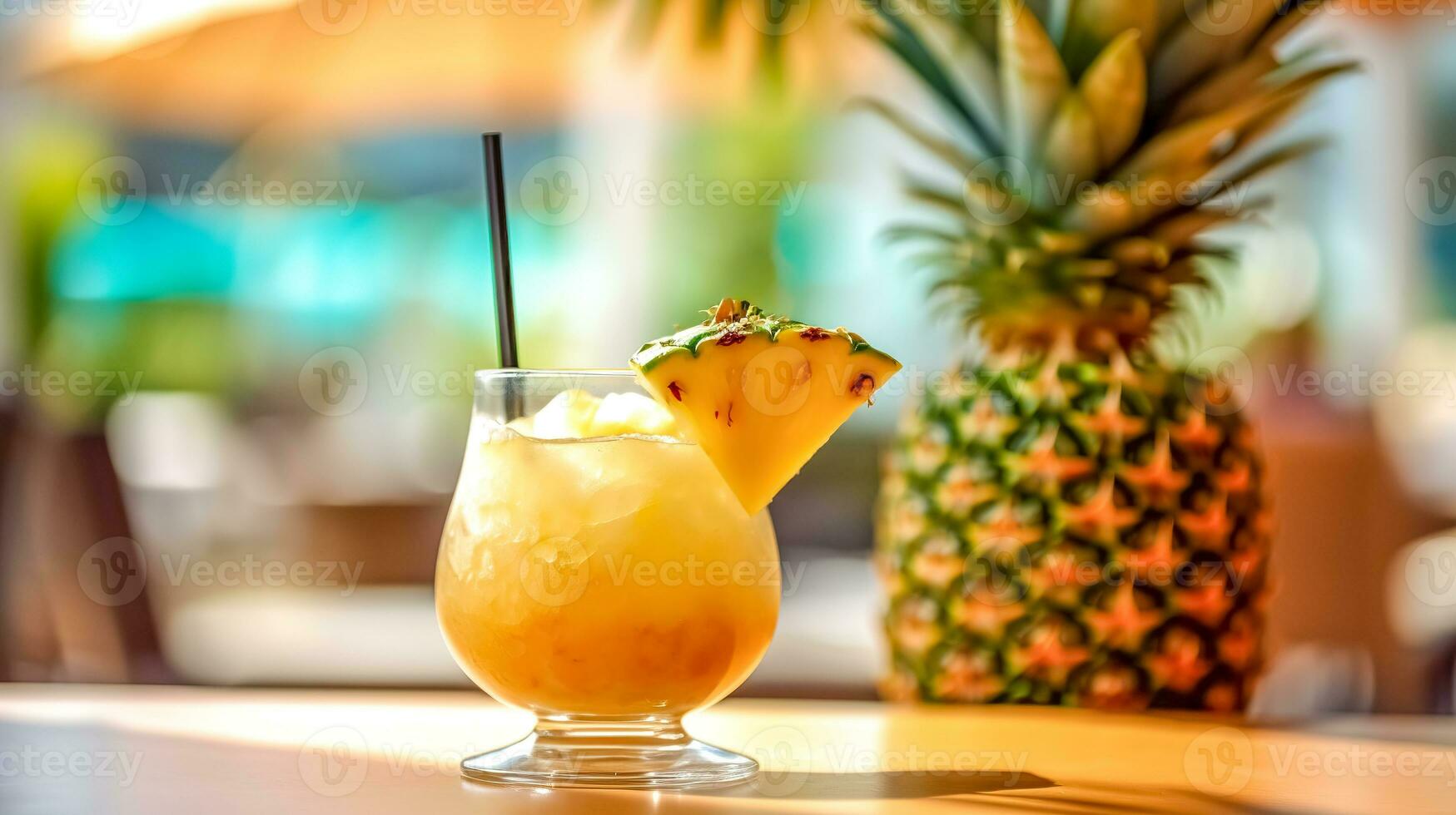 gemischt erfrischend Sommer- trinken mit Ananas Saft, Pina Kolada, gemacht mit generativ ai foto