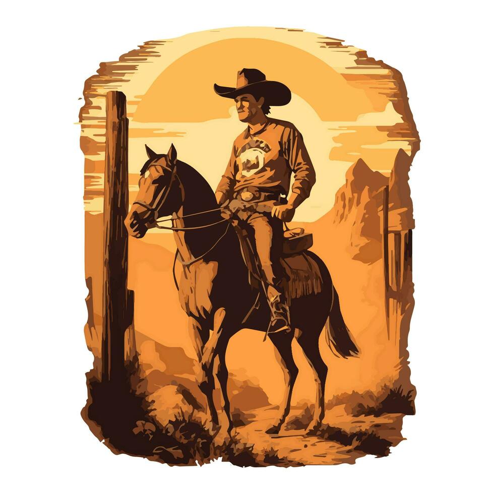 Western Hand gezeichnet Jahrgang Rodeo thematisch Grafik Cowboy Hut und das Vieh Schädel Illustration wild Westen. foto
