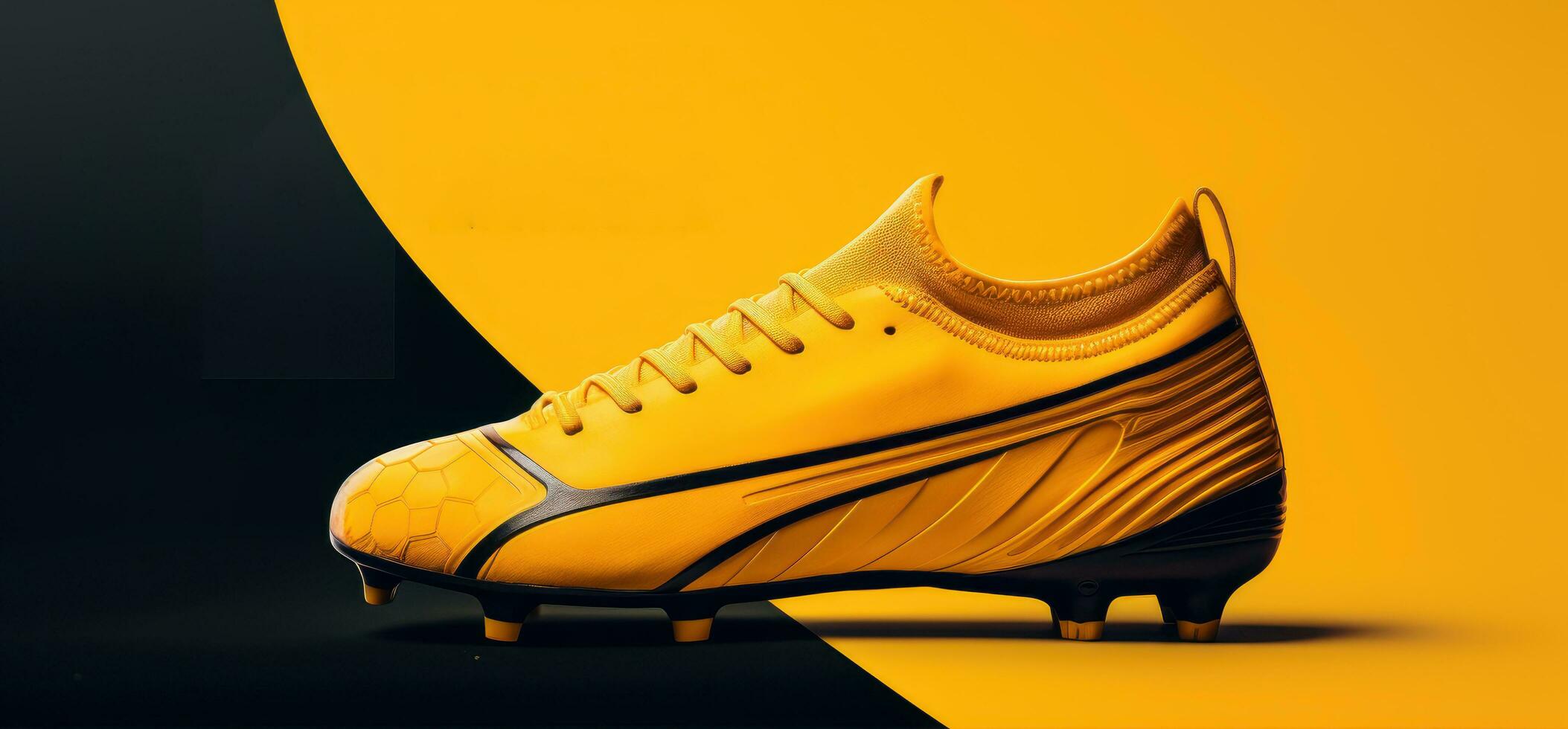 sportlich Schuh zum Fußball Ausbildung, Fußball Schuh Werbung Hintergrund. generativ ai foto